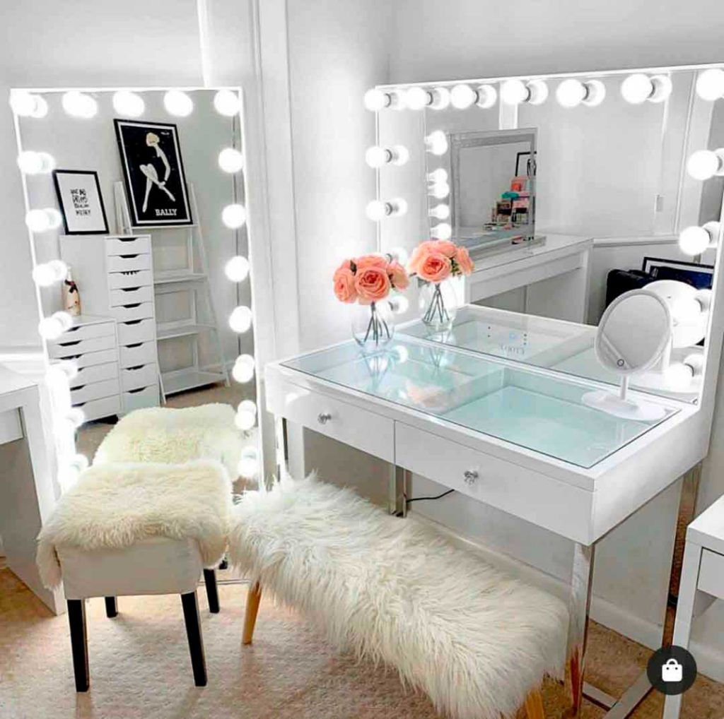 Dormitorio grande moderno, blanco, luz, tocador de maquillaje Con 5 cajones  luces espejo - China Tocador, tocador con luces
